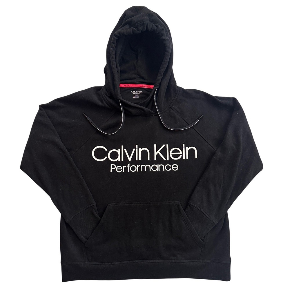 Calvin Klein Performance Hoodie Women Size S Black Excellent Logo Sweatshirt